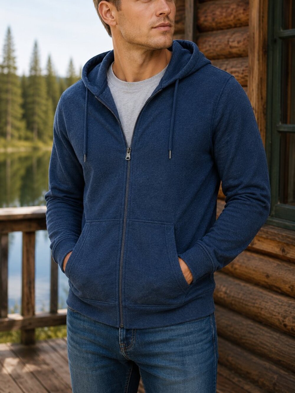Banana Republic Men’s Navy Full-Zip Hoodie | Casual Sweatshirt